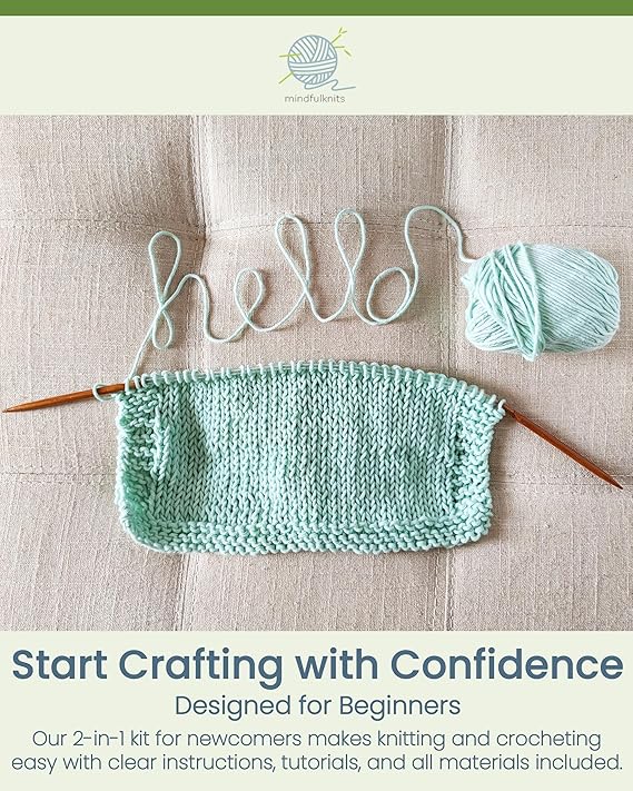 2-in-1 Beginner Washcloth Kit - Learn to Knit & Crochet Simple, Practical Washcloths