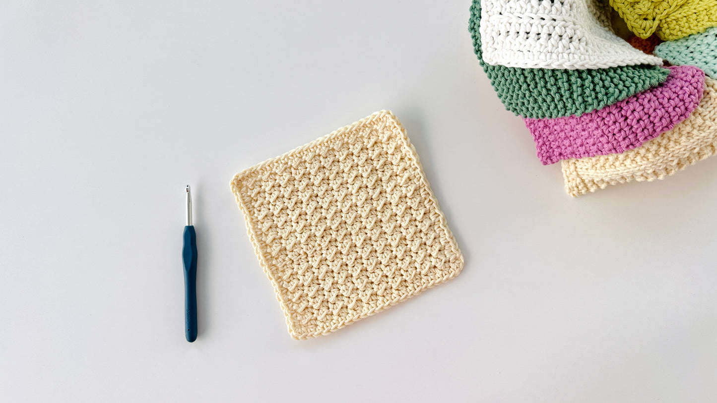 2-in-1 Beginner Washcloth Kit - Learn to Knit & Crochet Simple, Practical Washcloths