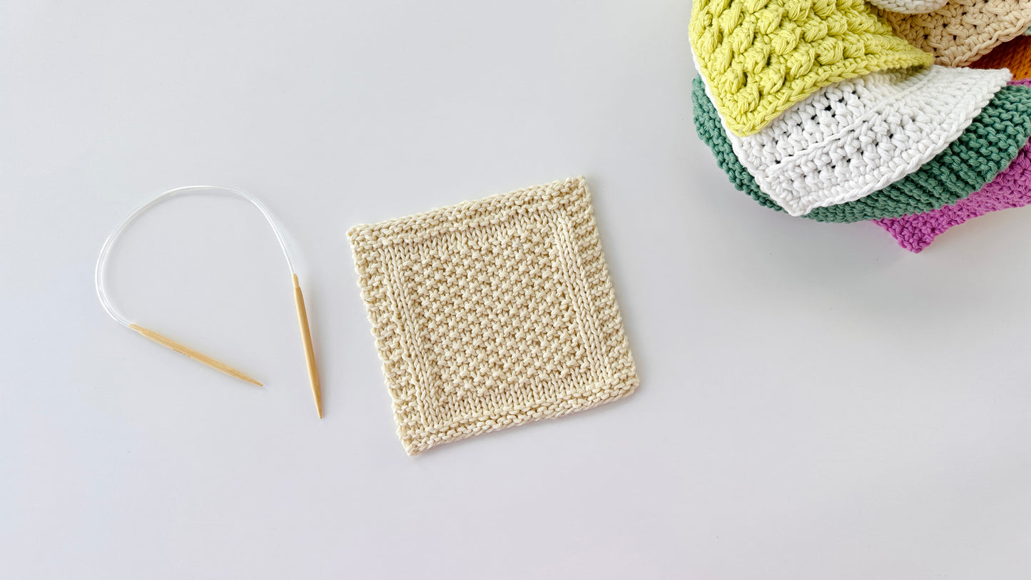 2-in-1 Beginner Washcloth Kit - Learn to Knit & Crochet Simple, Practical Washcloths