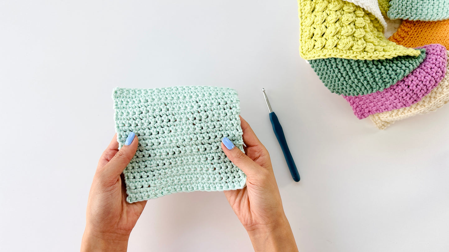 2-in-1 Beginner Washcloth Kit - Learn to Knit & Crochet Simple, Practical Washcloths