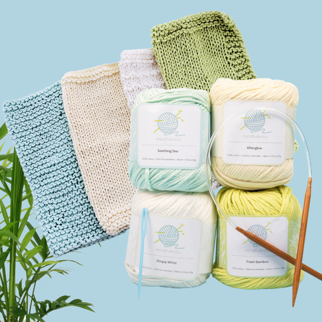 Beginner Knitting Kit - Knit Simple, Practical Washcloths