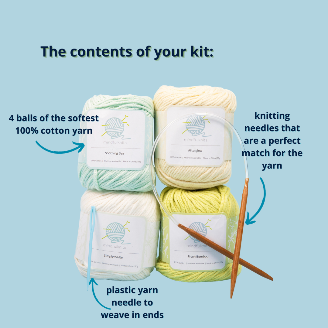 Beginner Knitting Kit - Knit Simple, Practical Washcloths