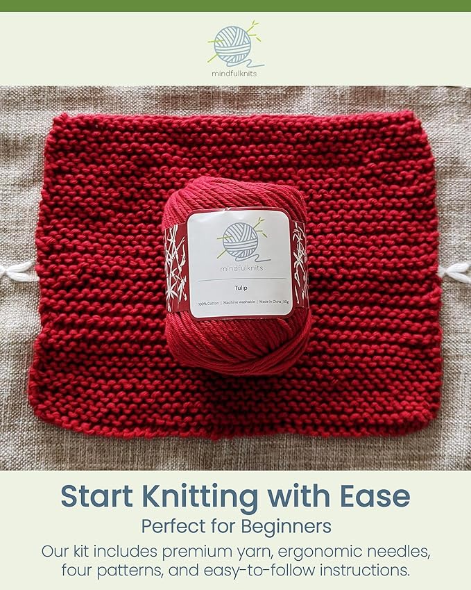 Beginner Knitting Kit - Knit Simple, Practical Washcloths